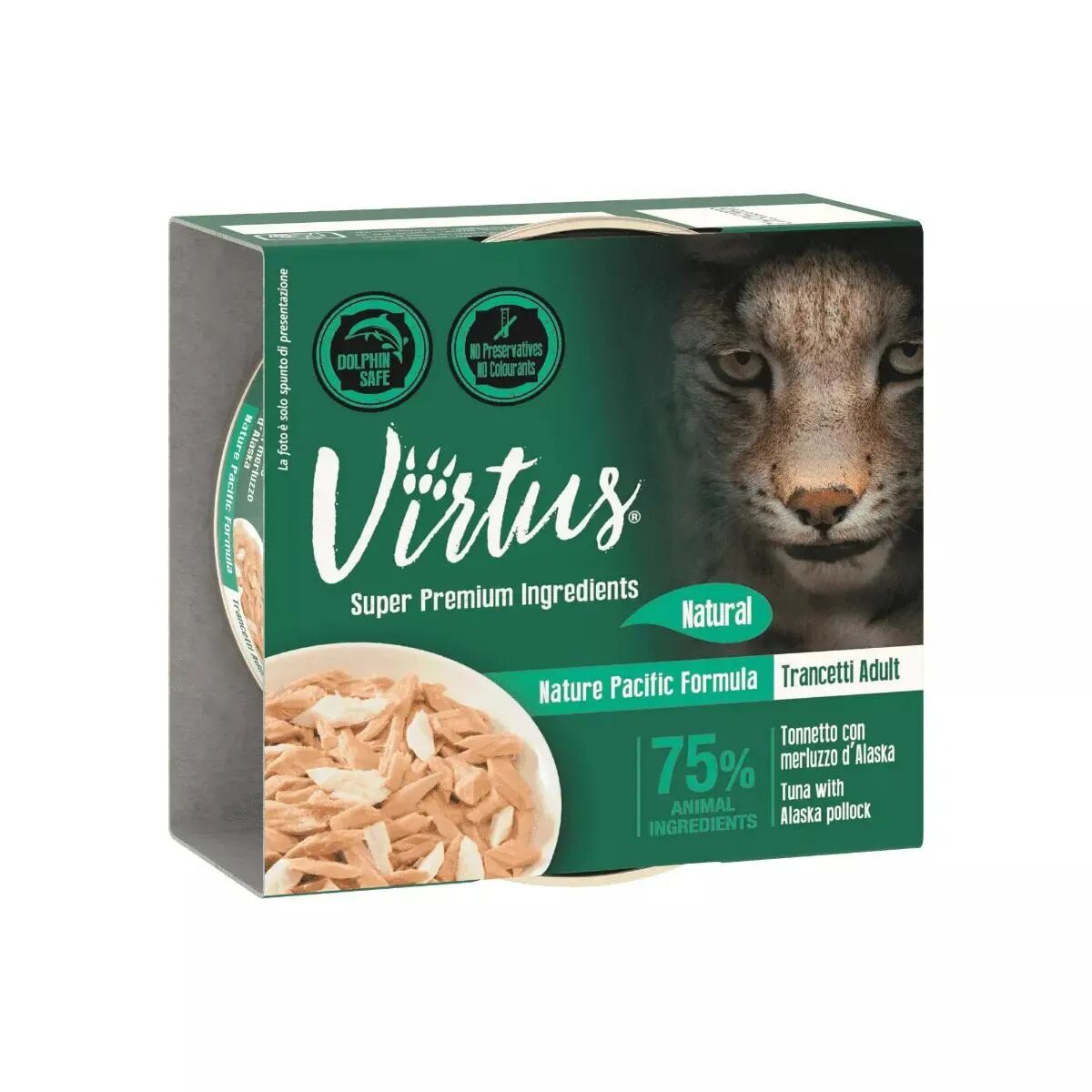 VIRTUS Natural Cat Lattina Multipack 48x70G TONNETTO CON MERLUZZO D'ALASKA
