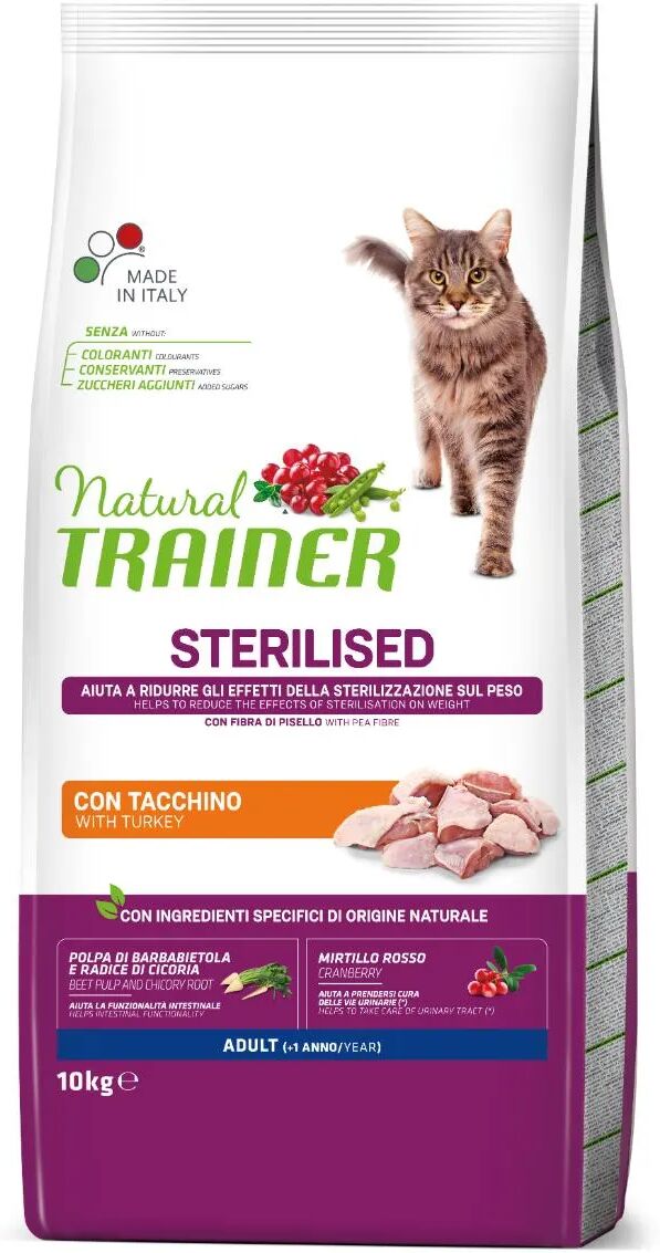 NATURAL TRAINER Gatto Sterilised Tacchino 10KG