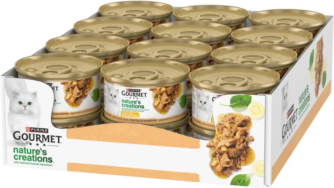 GOURMET Nature's Creations Cat Lattina Multipack 24x85G TACCHINO E SPINACI