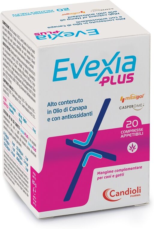 Candioli Evexia Plus Cane e Gatto Mangime con Olio di Canapa Barattolo 20 Compresse