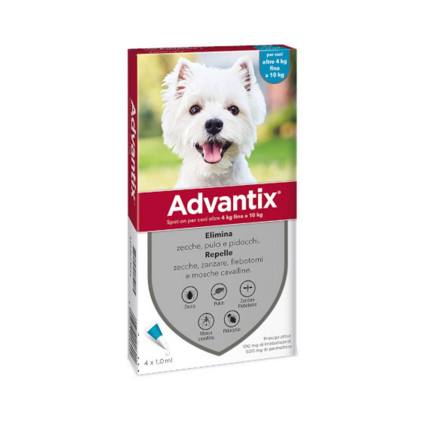 Advantix Spot-On Antiparassitario per Cani 4 Pipette 4-10kg