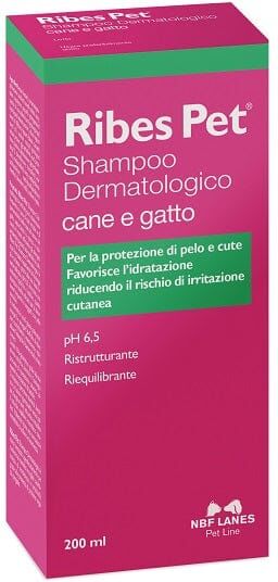 NBF LANES Ribes Pet Shampoo Dermatologico Cane e Gatto Ph 6,5 200 Ml