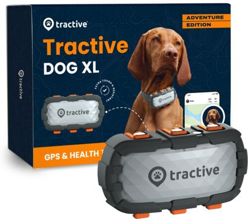 tractive dog xl adventure edition - gps e monitor di salute per cani rinforzato con fibra di vetro   abbonamento escluso   trdog4xlrug   grigio