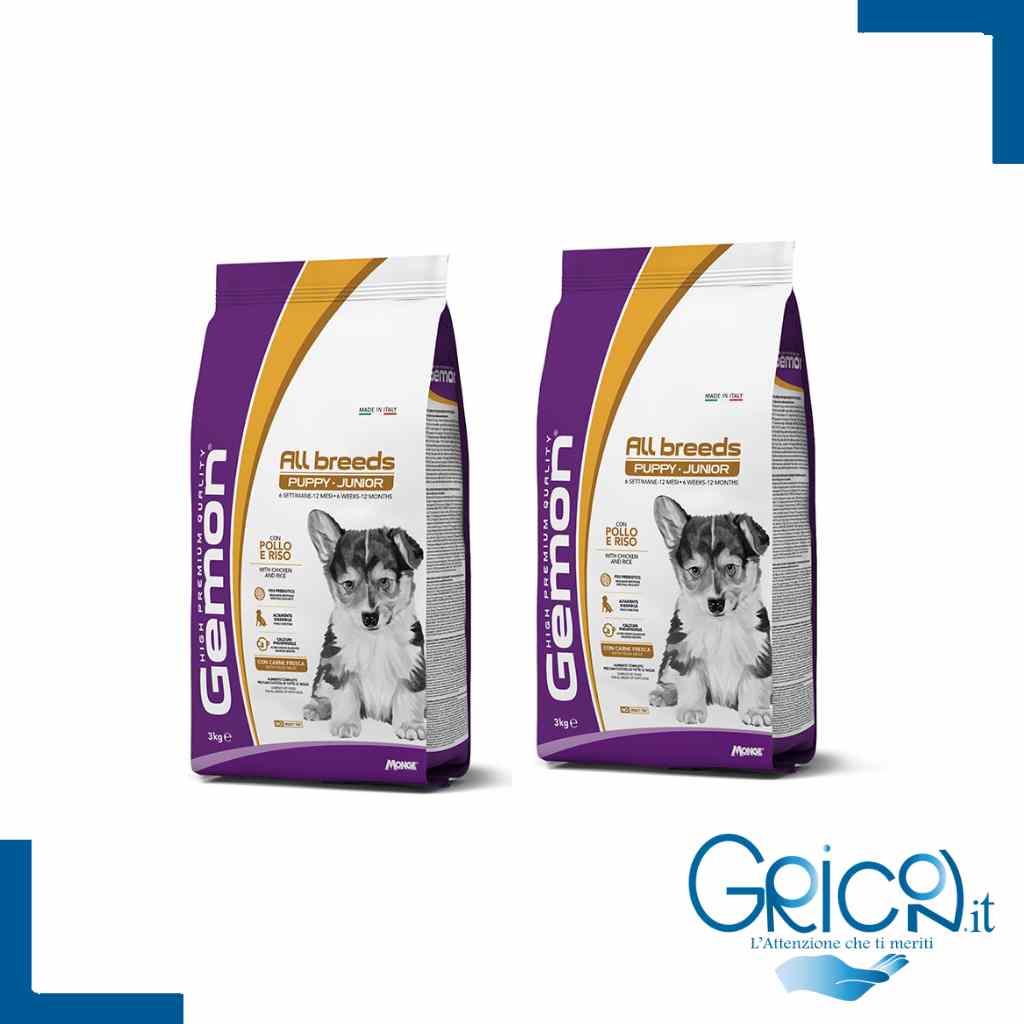 Gemon Cane All Breeds Puppy & Junior con Pollo e Riso - 2+ sacchi