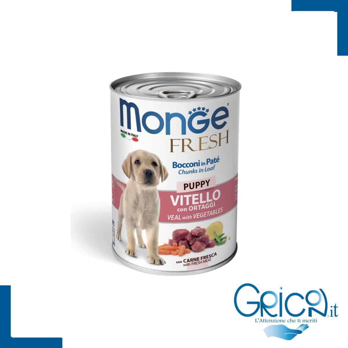 Monge Cane Fresh Bocconi in Paté Vitello con Ortaggi Puppy 400 g - 1 pz