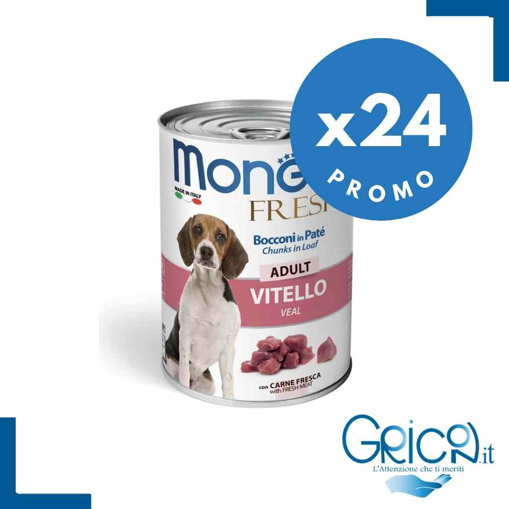 Monge Cane Fresh Bocconi in Paté con Vitello Adult 400 g - 24 pz