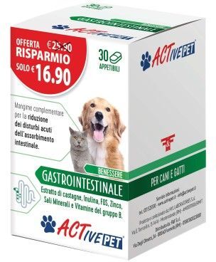 F&F Active Pet Integratore Gastrointestinale Cani E Gatti 30 Compresse