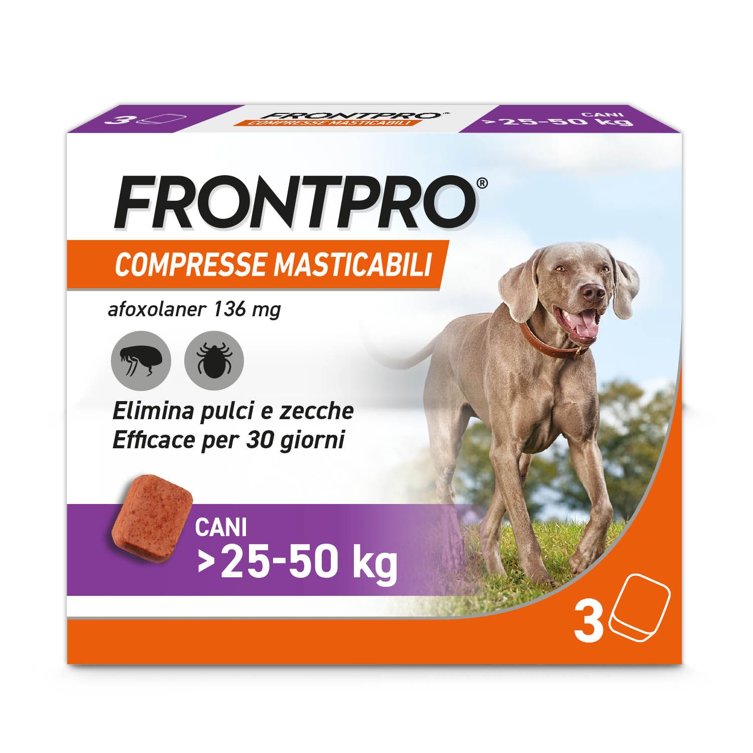 Frontpro Cani 25-50kg 136mg 3 Compresse Masticabili