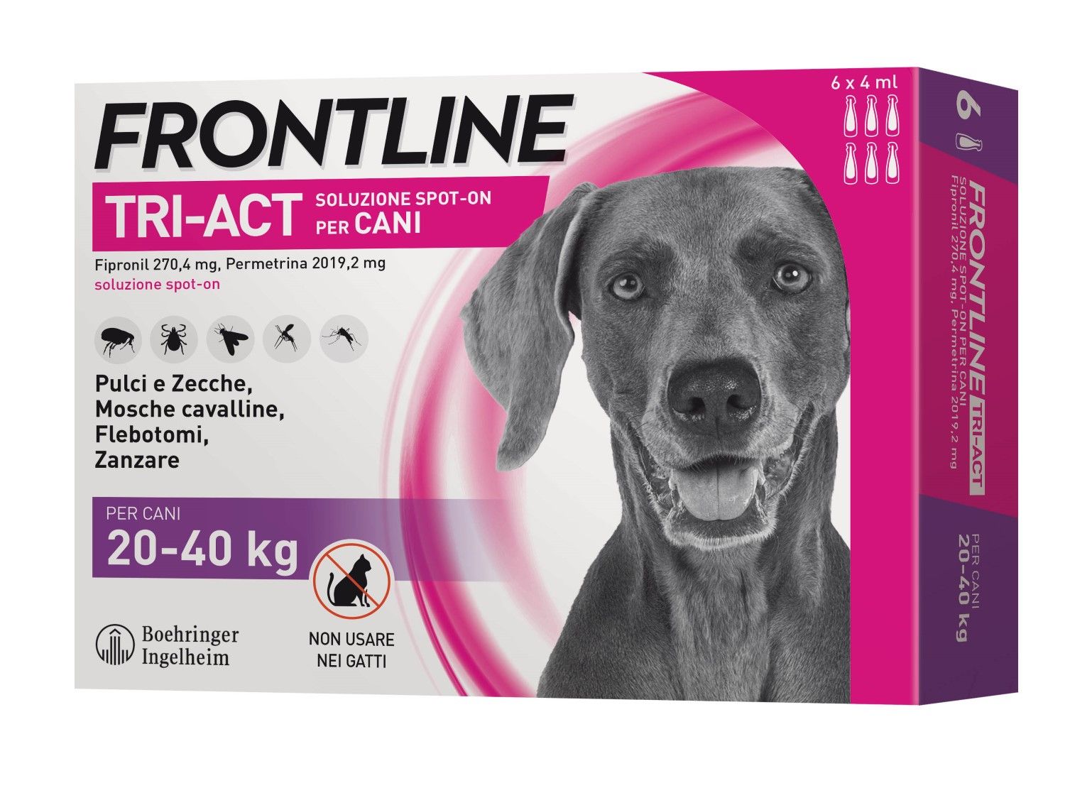 Frontline Tri-act Spot On Soluzione Cani 20-40kg 6 Pipette 0,5ml 33,38mg+252,4mg