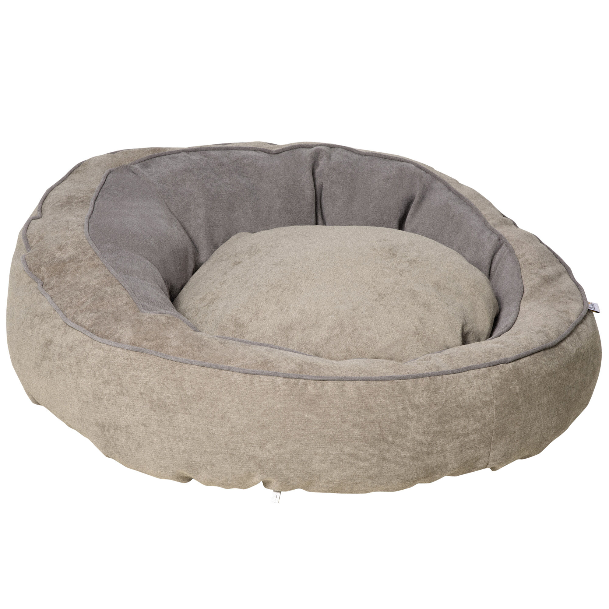 Pawhut Cuccia per Cani e Gatti Imbottita con Cuscino e Bordi Rialzati, Lettino per Animali Rivestimento in Tessuto, 85x85x35cm, Grigio