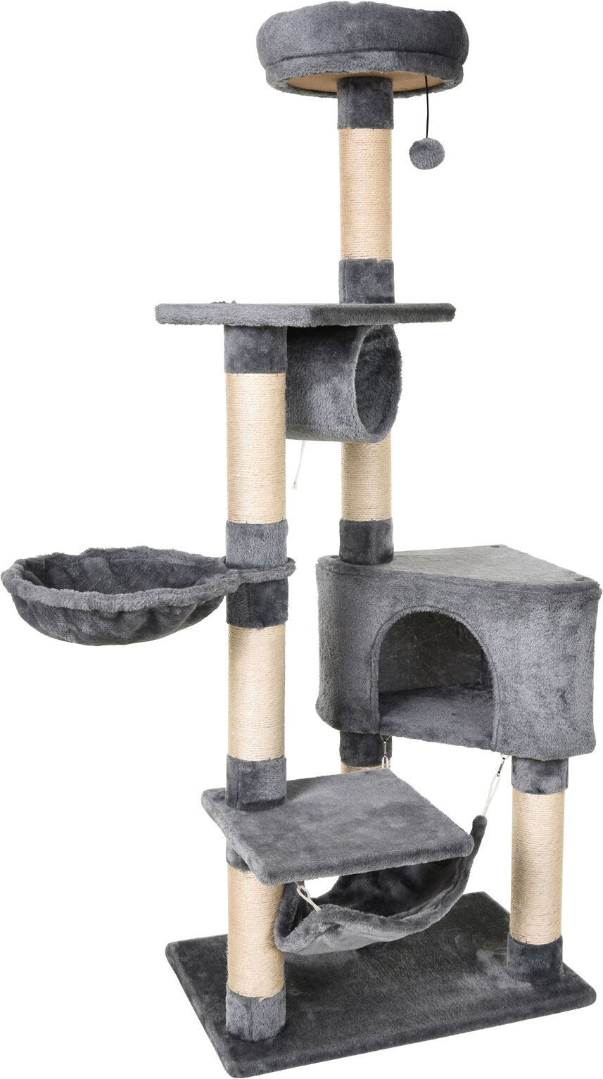 Pawhut Albero tiragraffo per Gatti Torre Condominiale Multiripiano Altezza 150cm Stand con Giocattoli  Aosom.it