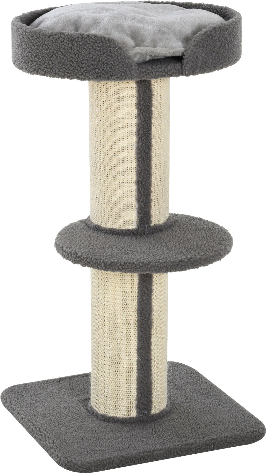 Pawhut Tiragraffo gatto multi-attività  albero per gatti 81cm  con cuscino colonna in sisal Agnello cashmere grigio