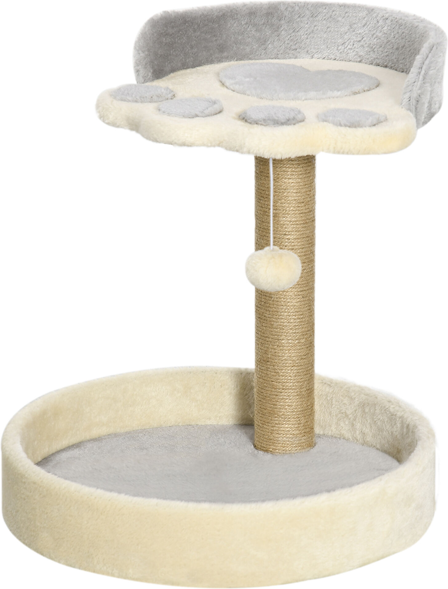 Pawhut Tiragraffi per Gatti con Lettini, Corda in Juta e Peluche, 41x41x44 cm, Grigio e Beige