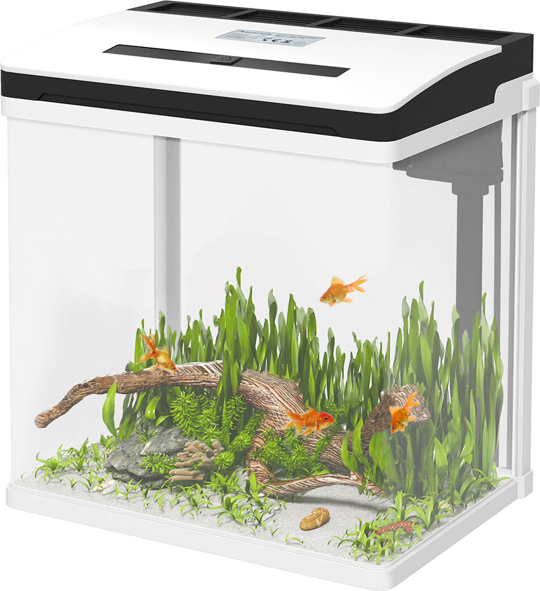 Pawhut Acquario da 13L a Illuminazione LED con Fori di Ventilazione, in Vetro HD e ABS, 29L x 20P x 30.5A cm