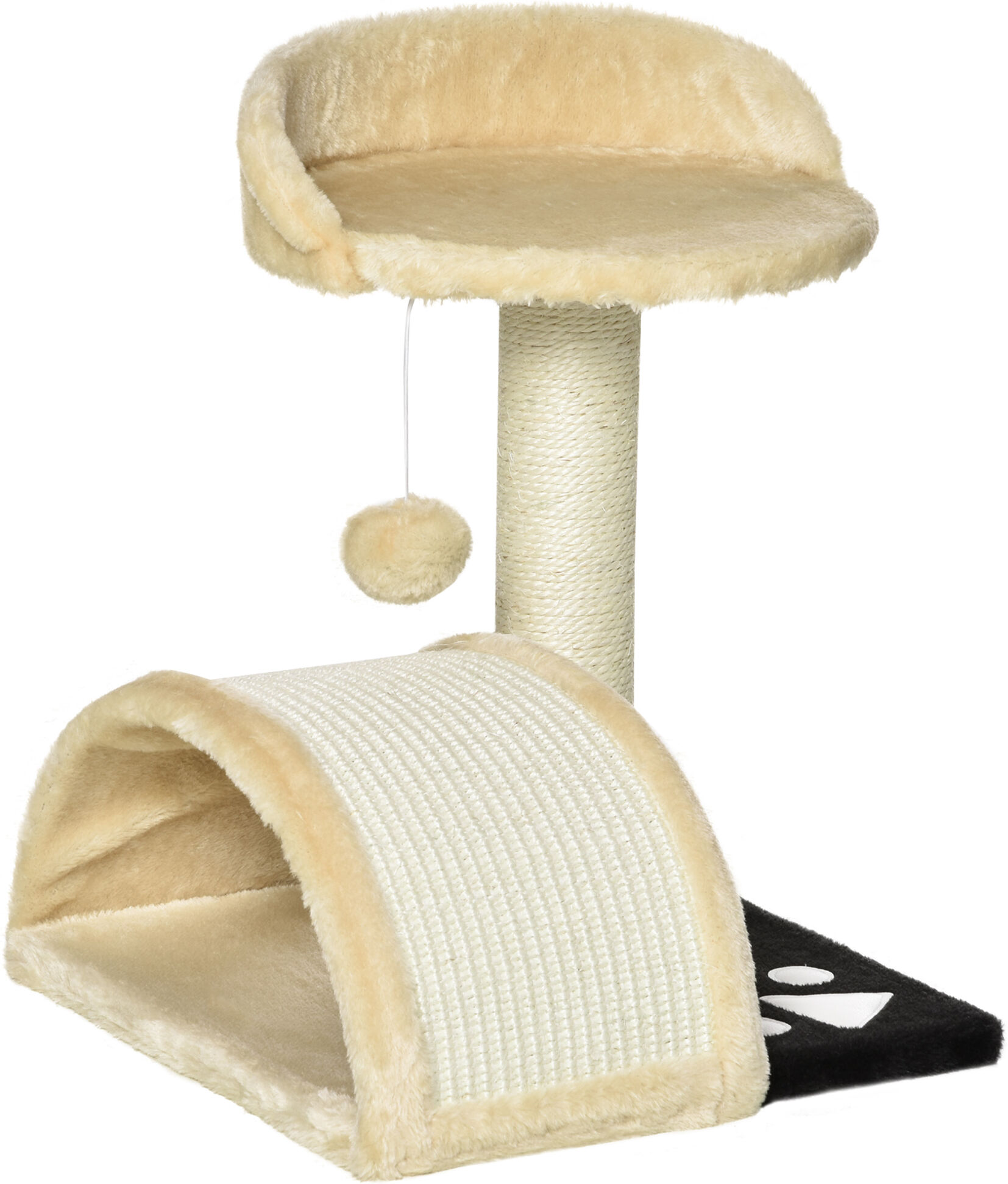 Pawhut Albero Tiragraffi per Gatti per Gioco e Relax 35.5x37x46 cm Beige