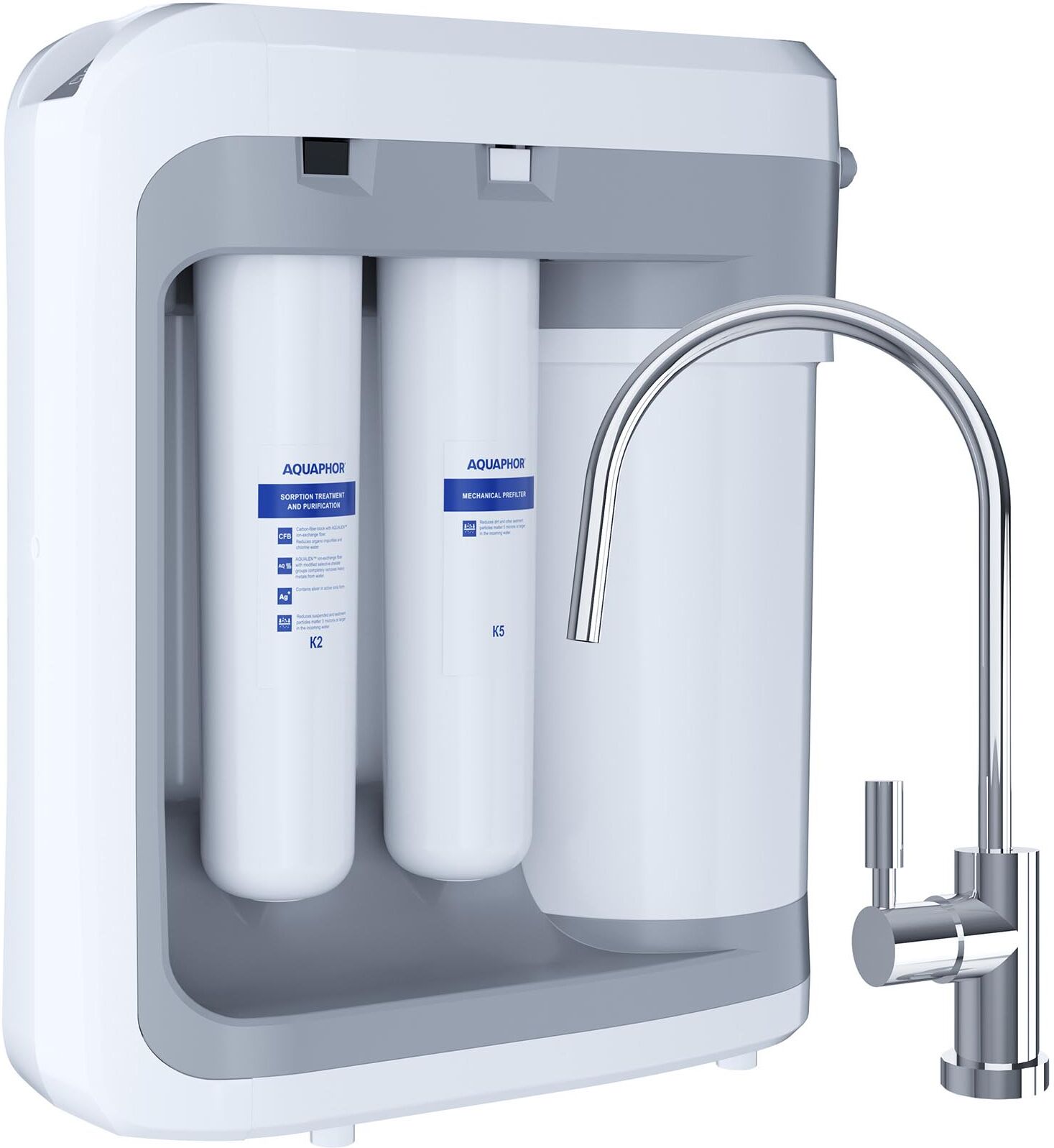 Aquaphor Depuratore acqua a osmosi inversa con filtro a carboni attivi - 450 l/giorno - rubinetto da cucina incluso RO-203