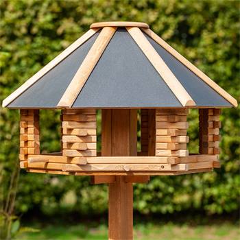 Casetta per uccelli ""Tofta"" VOSS.garden, in legno, con tetto in metallo e palo di sostegno