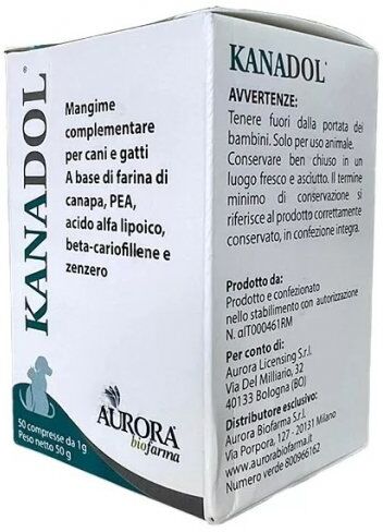 Aurora Biofarma Vet Kanadol  50 Compresse- Integratore Per Il Benessere Di Cani E Gatti