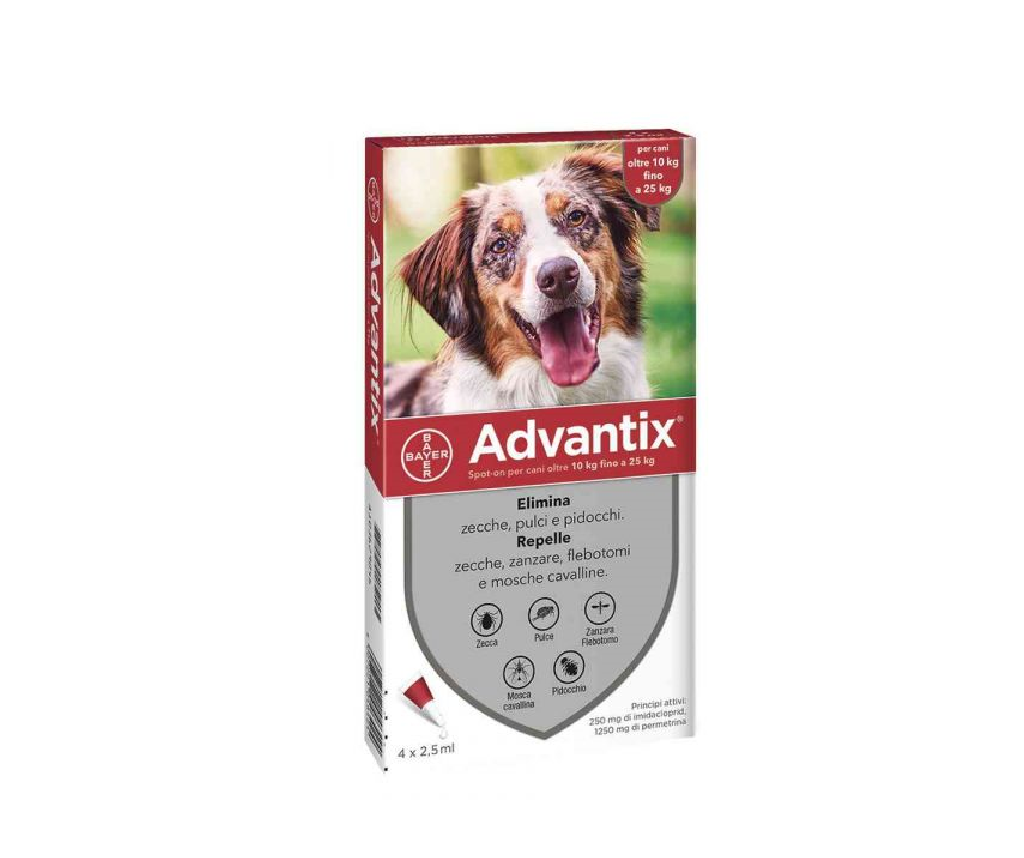 bayer_divsanitaanimale Advantix 10-25 kg 4 pipette pulci e pidocchi