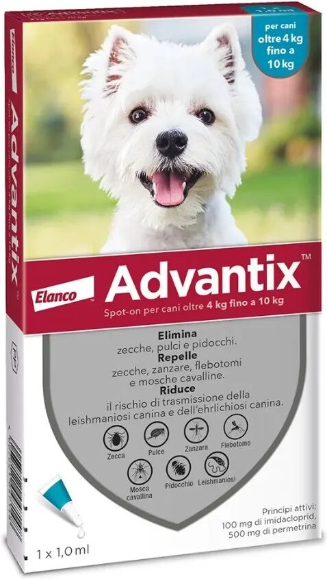 Advantix Spot-On Cani da 4 a 10 Kg 1 Pipetta Monodose