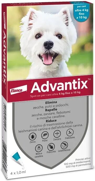 Advantix Spot-On Cani da 4 a 10 Kg 4 Pipette Monodose