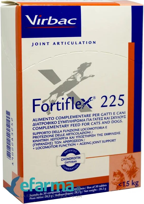 VIRBAC Fortiflex 225 Integratore Cartilagine Cani e Gatti 30 Compresse Appetibili