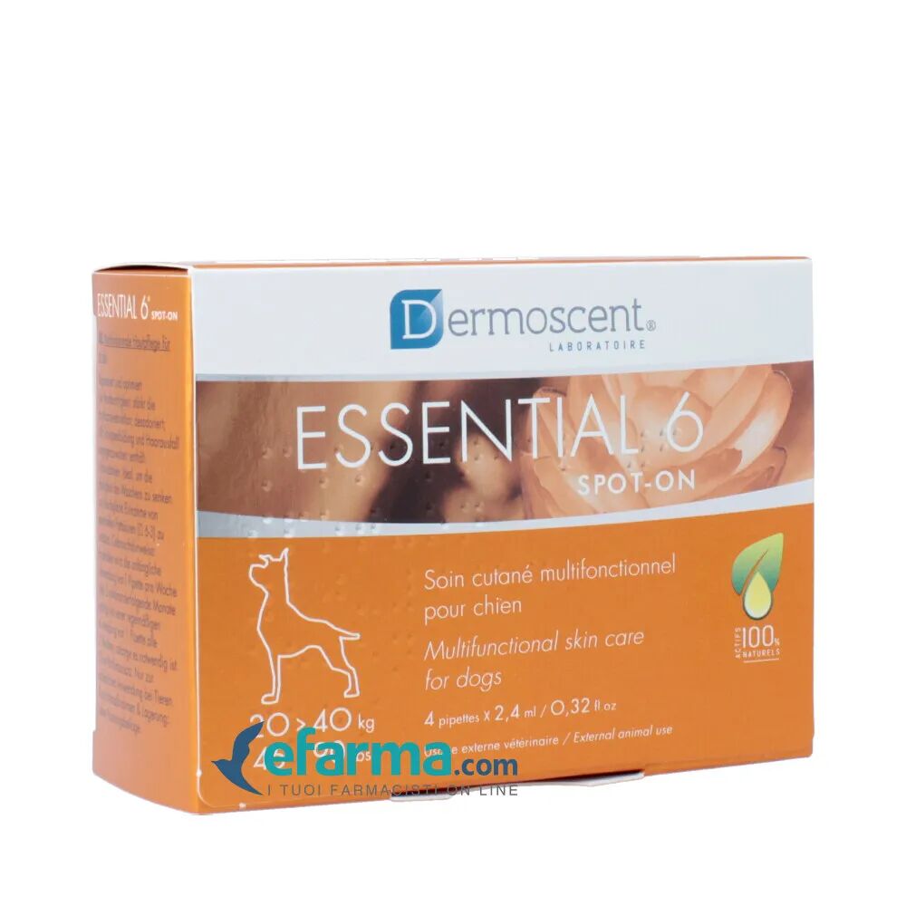 ESSENTIAL 6 Dermoscent Spot-On Per L'igiene del Cane da 20 a 40 kg 4 Pipette