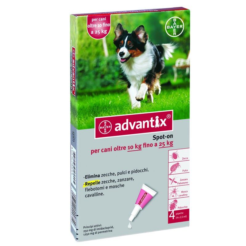 ADVANTIX Spot-On Cani da 10 a 25 kg 4 Pipette Monodose 2,5 ml