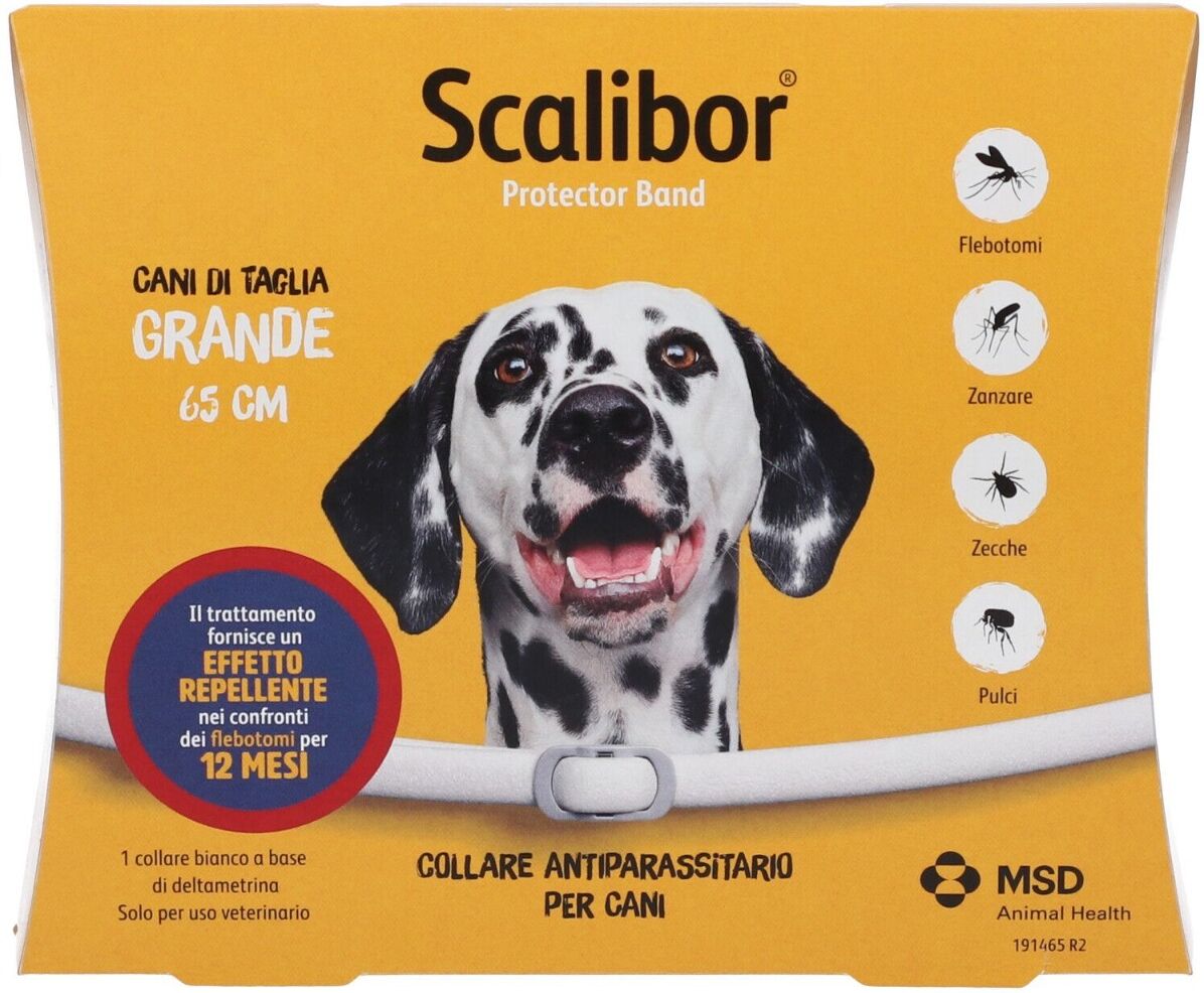 SCALIBOR Collare Antiparassitario Cani Taglia Grande Bianco 65 cm