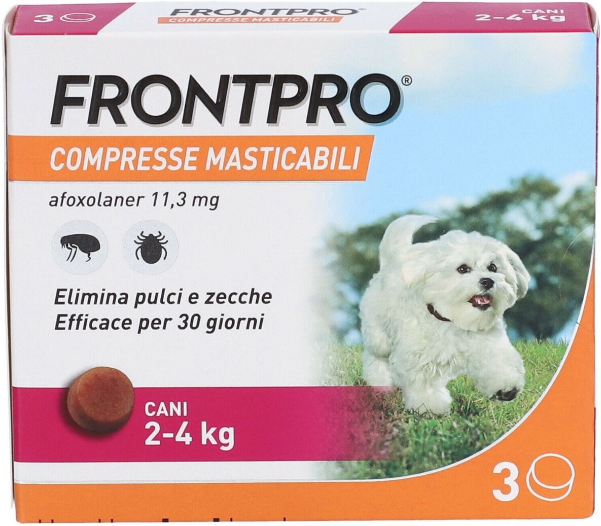 Frontpro Contro Pulci E Zecche Per Cani 2-4 Kg 3 Compresse Masticabili