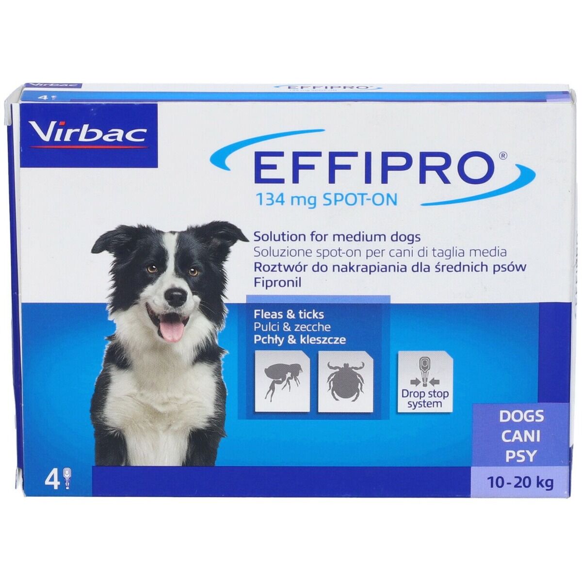 EFFIPRO Spot-On Antiparassitario Per Cani Da 10-20 Kg 4 Pipette 1,34 ml