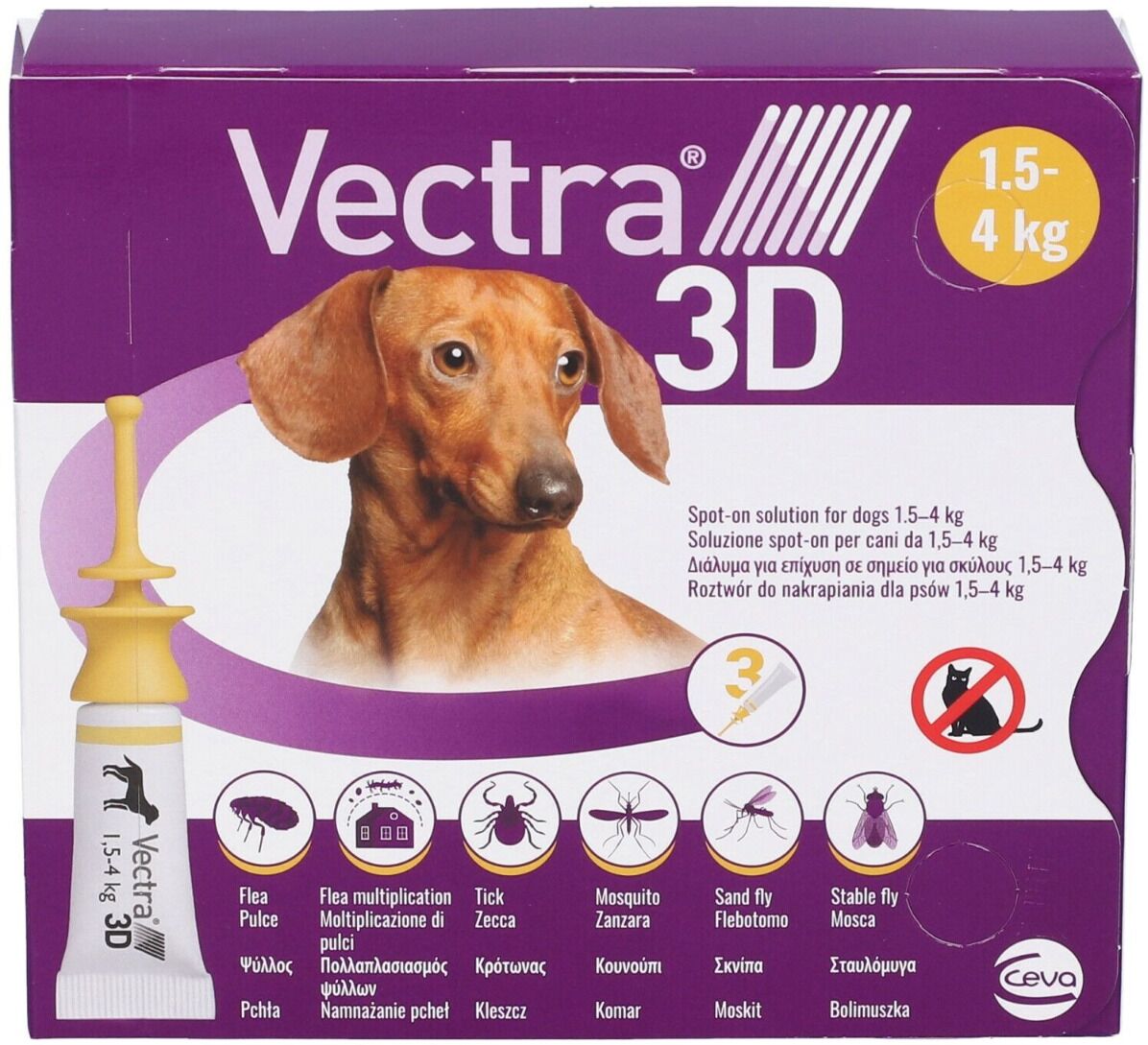 CEVA Vectra 3d Giallo Spot-On Cani Da 1,5 a 4 kg 3 Pipette Monodose