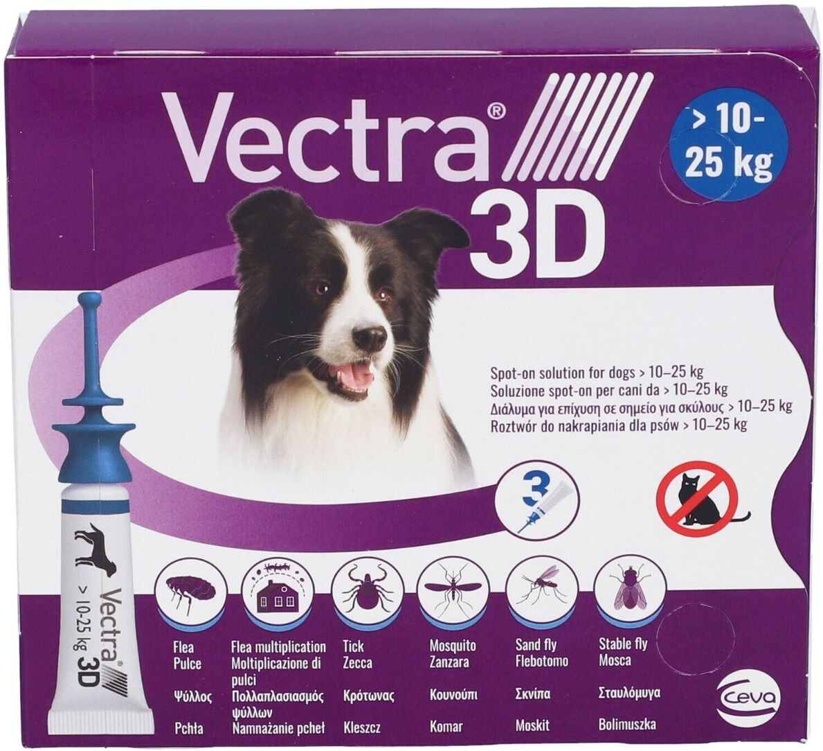 CEVA Vectra 3d Blu Spot-On Cani da 10 a 25 Kg 3 Pipette Monodose