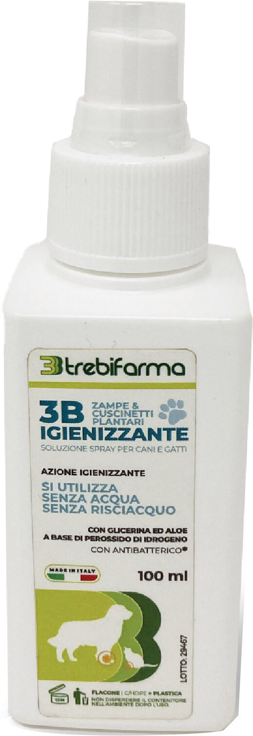 trebifarma 3b igienizzante zampe cani gatti flacone spray 100 ml