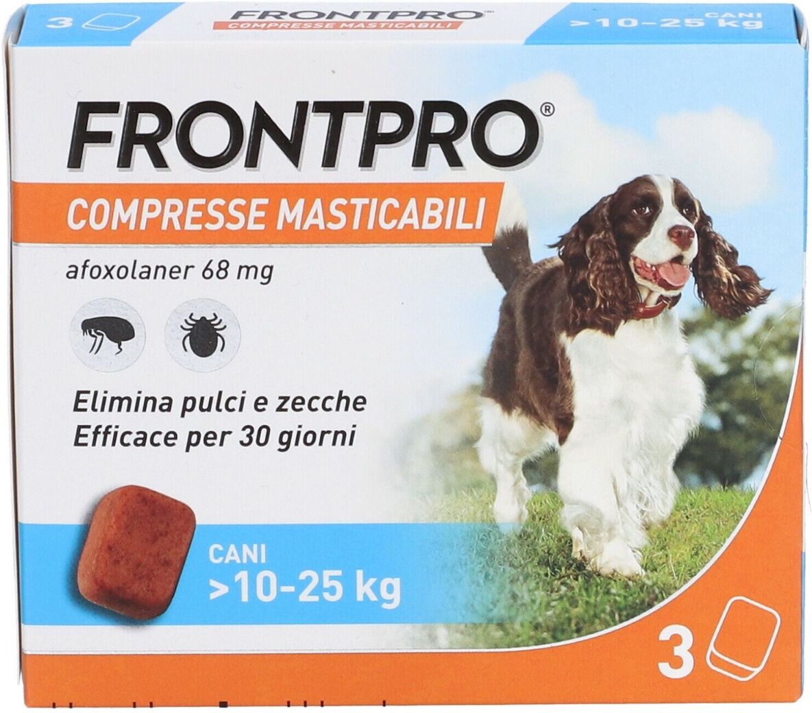 Frontpro Contro Pulci E Zecche Per Cani 10-25 Kg 3 Compresse Masticabili