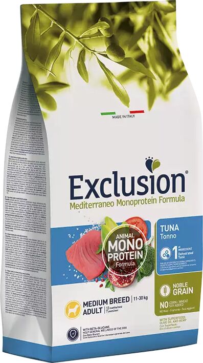 EXCLUSION Cane Mediterraneo Monoprotein Adulto Medium Tonno 3 Kg 3.00 kg