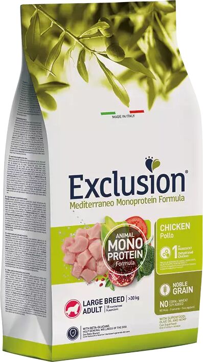 EXCLUSION Cane Mediterraneo Monoprotein Adulto Large Pollo 12Kg 12.00 kg