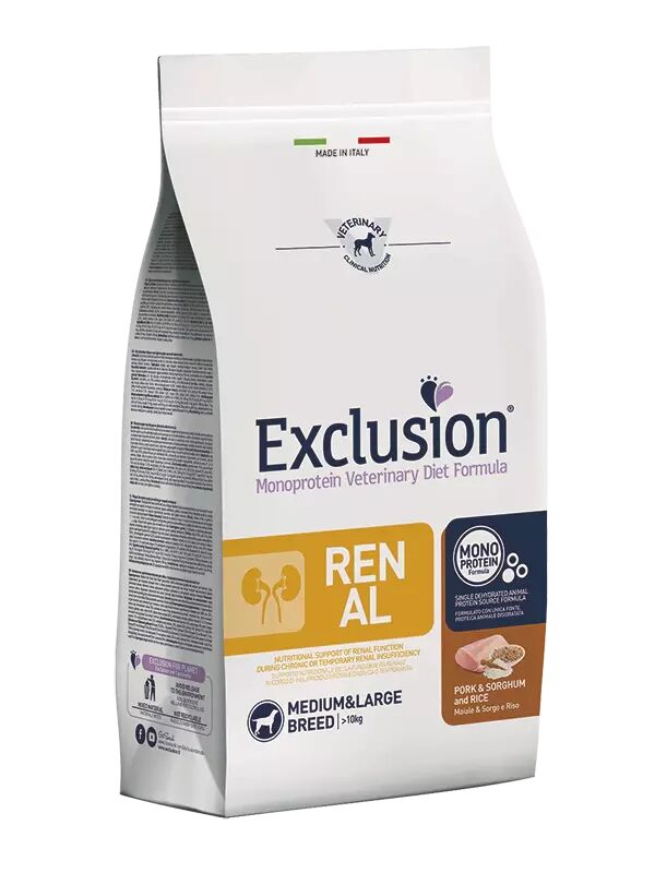 EXCLUSION Cane Monoprotein Veterinary Diet Renal Adulto Medium&Large; Maiale, Sorgo&Riso; 2 kg 2.00 kg