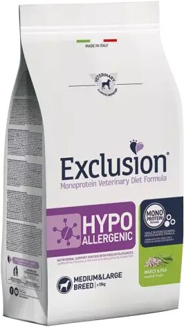 EXCLUSION Cane Monoprotein Vterinary Diet Hypoallergenic Adulto Medium&Large; Insetti&Piselli; 2 kg 2.00 kg