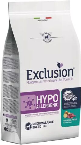 EXCLUSION Cane Monoprotein Veterinary Diet Hypoallergenic Adulto Medium&Large; Cervo&Patate; 12 Kg 12.00 kg