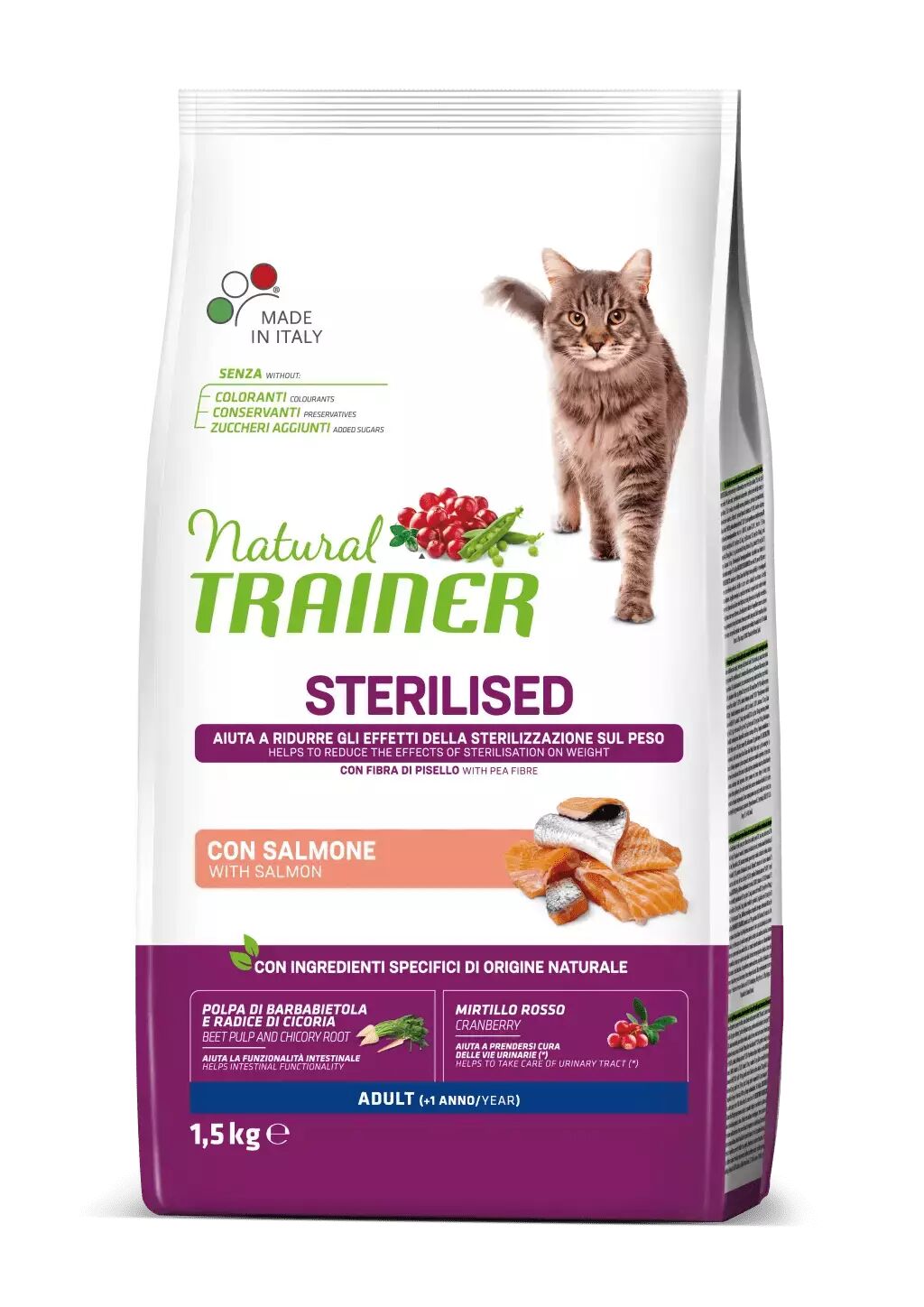 Trainer - Nova Food Natural Trainer gatto adulto Sterilizzato con Salmone 1,5 Kg 1.50 kg