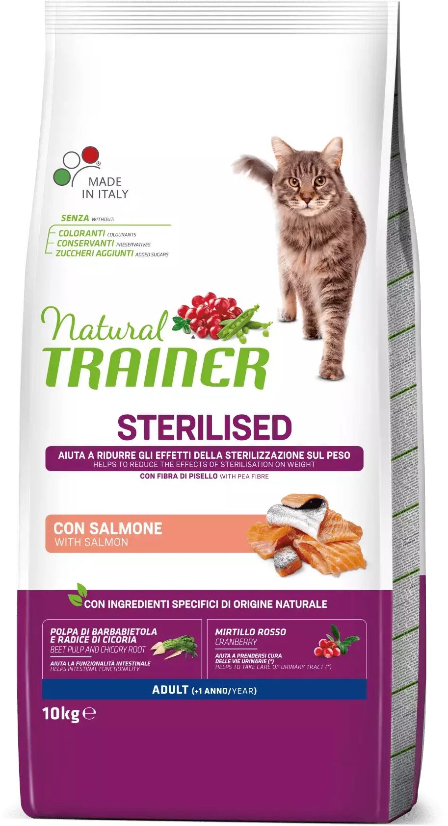 Trainer - Nova Food Natural Trainer gatto adulto Sterilizzato con Salmone 10 Kg 10.00 kg