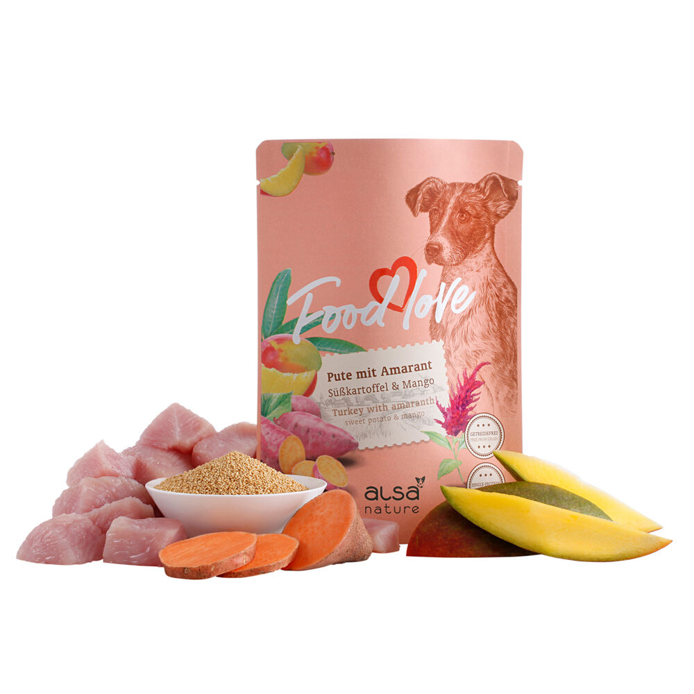 alsa-nature FOODLOVE Kalkoen met amarant, zoete aardappel & mango, 90 x 300 g