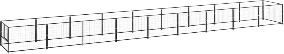 vidaXL Hondenkennel 9 m² staal zwart