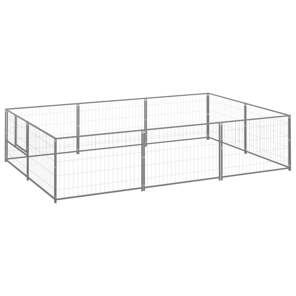 vidaXL Hondenkennel 6 m² staal zilverkleurig