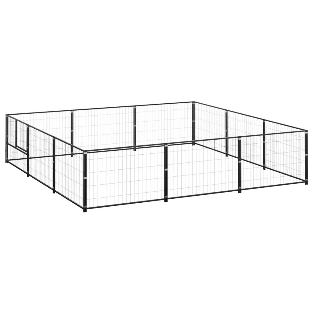 vidaXL Hondenkennel 9 m² staal zwart