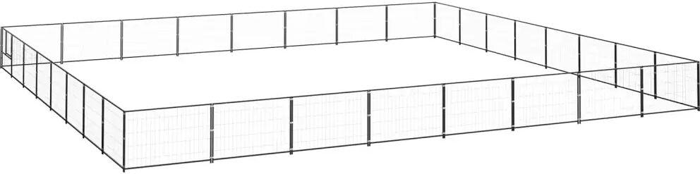 vidaXL Hondenkennel 64 m² staal zwart