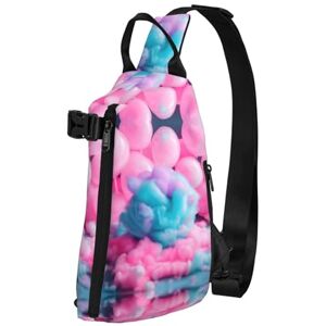 WURTON Golden Retriever Honden Puppies Huisdieren Print Crossbody Rugzak Cross Pack Lichtgewicht Sling Bag Reizen, Wandelen, Roze suikerspin, One Size