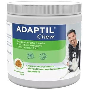 ADAPTIL ® Chew Kalmerende natuurlijke snacks, 30 stuks, rustgevend en stressvrij voor hyperactieve onrustige honden, ontspanning voor reizen en stressvolle momenten