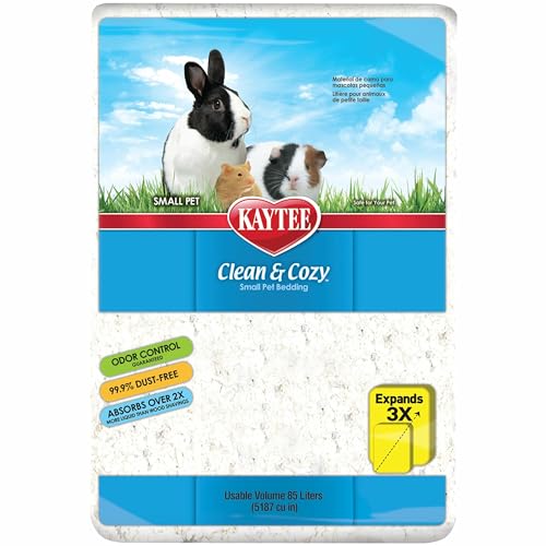 Kaytee , Clean & Cozy bodembedekking voor kleine huisdieren, muizen, gerbils, knaagdieren, hamsters, konijnen, geurbestrijding, superabsorberende papieren bodembedekking, 99,9% stofvrij, wit, 85 liter